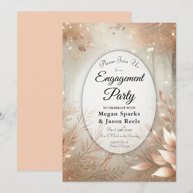 Golden Rosewood Verzauberte Forest Engagement Part Einladung (Vorne/Hinten)