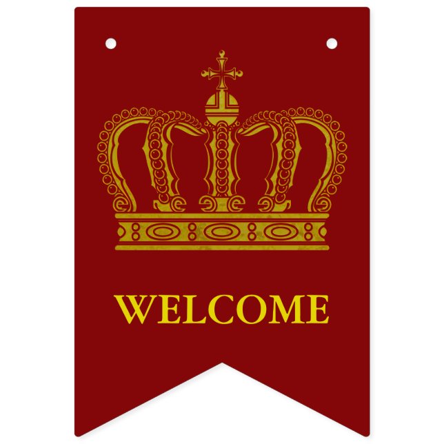 Golden Royal Crown I + Ihr Backgr. Ideen Wimpelkette (Erste Fahne)