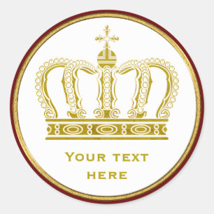 Golden Royal Crown + Ihr Backgr. Ideen Runder Aufkleber