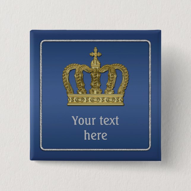 Golden Royal Crown II + your backgr & ideas Button (Vorderseite)