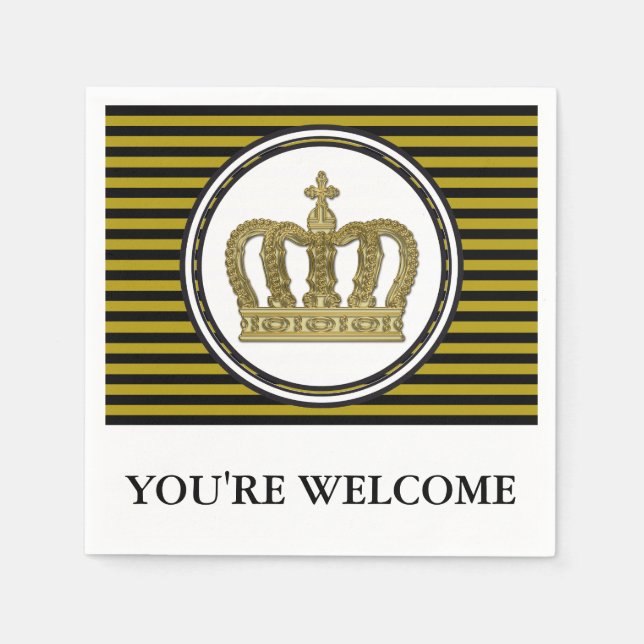 Golden Royal Crown II + your backgr & ideas Serviette (Vorderseite)