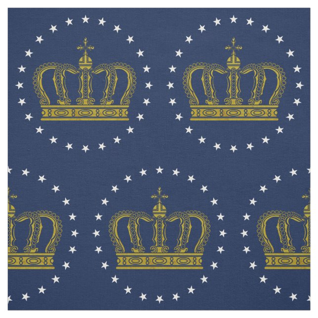 Golden Royal Crown & Stars + Ihr Backgr. Ideen Stoff (Muster)