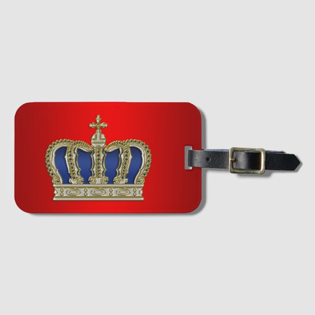 Golden Royal Crown V + Ihr Backgr. Ideen Gepäckanhänger (Vorderseite (Horizontal))