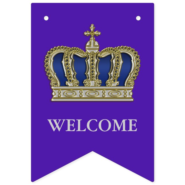 Golden Royal Crown V + Ihr Backgr. Ideen Wimpelkette (Erste Fahne)