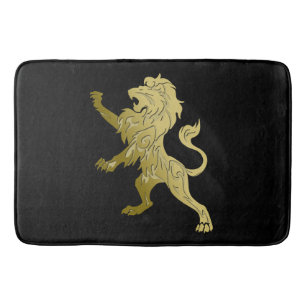 Golden Royal Lion auf schwarze Gratulationen Datum Badematte
