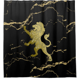 Golden Royal Lion Black Marble Duschvorhang
