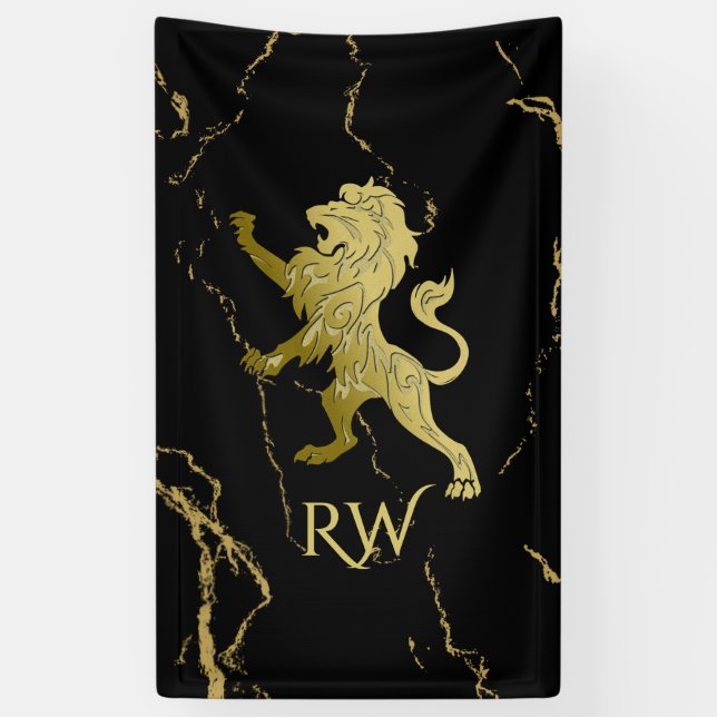 Golden Royal Lion Monogram Banner (Vertikal)