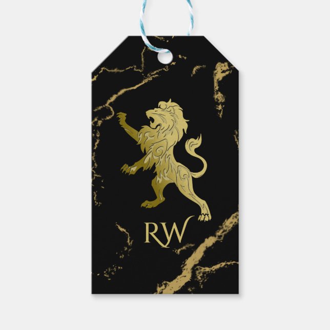 Golden Royal Lion Monogram Geschenkanhänger (Vorderseite)