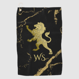 Golden Royal Lion Monogram Golfhandtuch