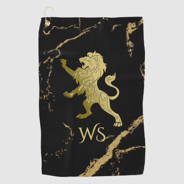 Golden Royal Lion Monogram Golfhandtuch (Vorderseite)