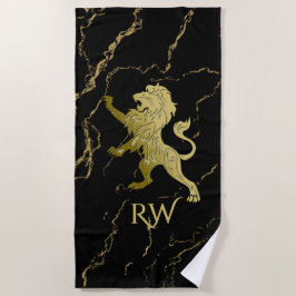 Golden Royal Lion Monogram Strandtuch