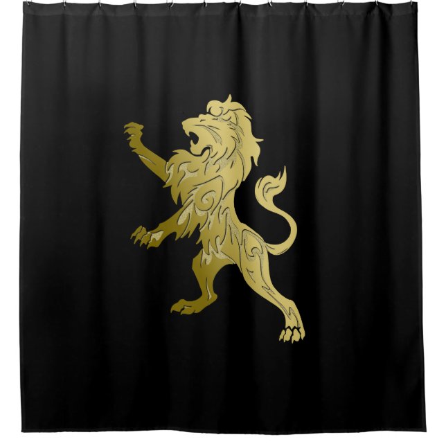 Golden Royal Lion on Black  Duschvorhang (Vorderseite)
