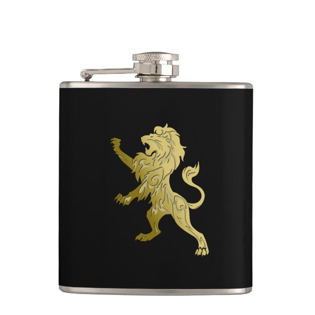 Golden Royal Lion on Black Flachmann (Vorderseite)
