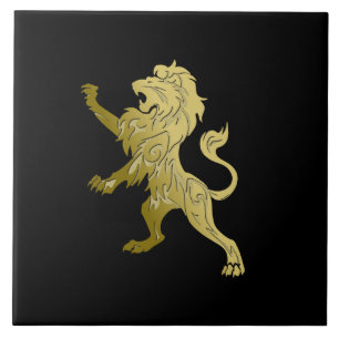 Golden Royal Lion on Black  Fliese