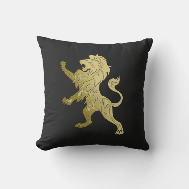 Golden Royal Lion on Black Kissen (Vorderseite)