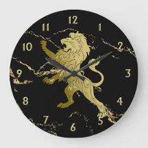 Golden Royal Lion on Black Marble w Gold Zahlen