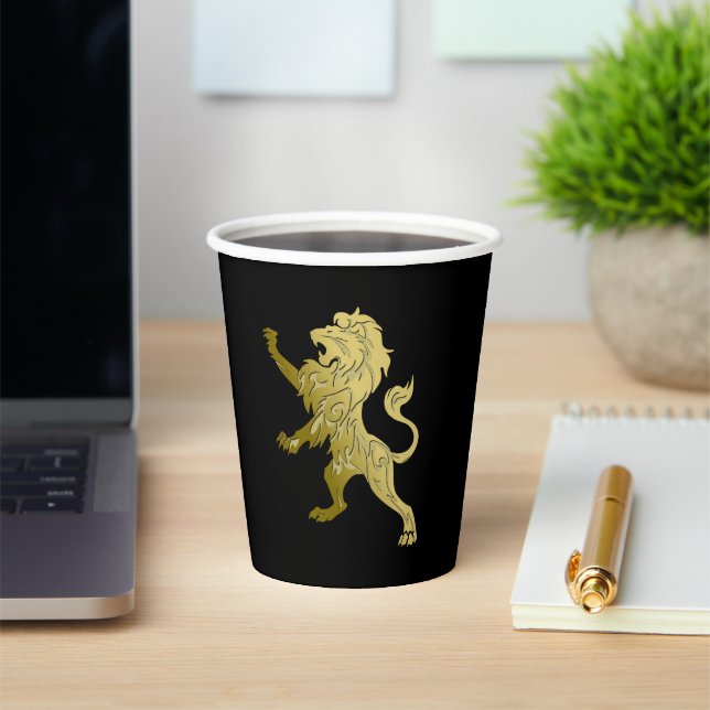 Golden Royal Lion on Black Pappbecher (InSitu)