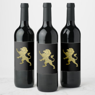 Golden Royal Lion on Black Weinetikett