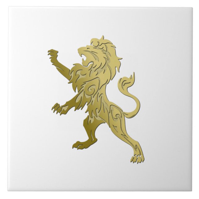 Golden Royal Lion on White Fliese (Vorderseite)