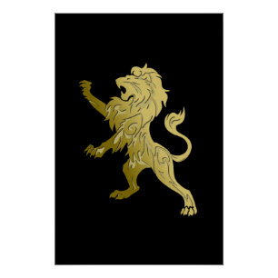Golden Royal Lion Poster