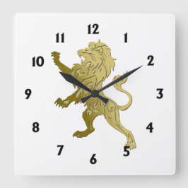 Golden Royal Lion Quadratische Wanduhr