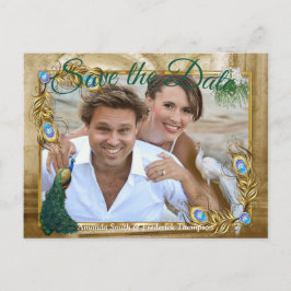 Golden Royal Peacock Feathers Ankündigungspostkarte