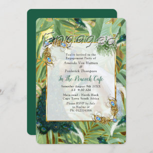 Golden Royal Peacock Feathers Einladung