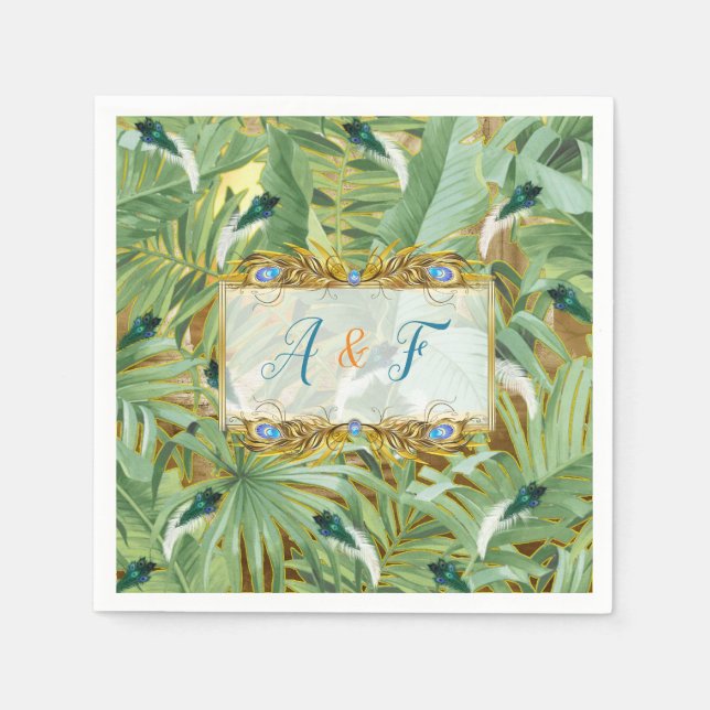 Golden Royal Peacock Feathers Serviette (Vorderseite)