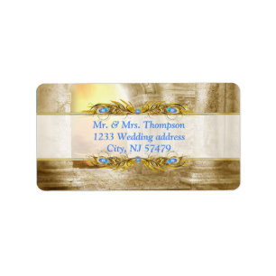 Golden Royal Peacock Tempel Adressaufkleber