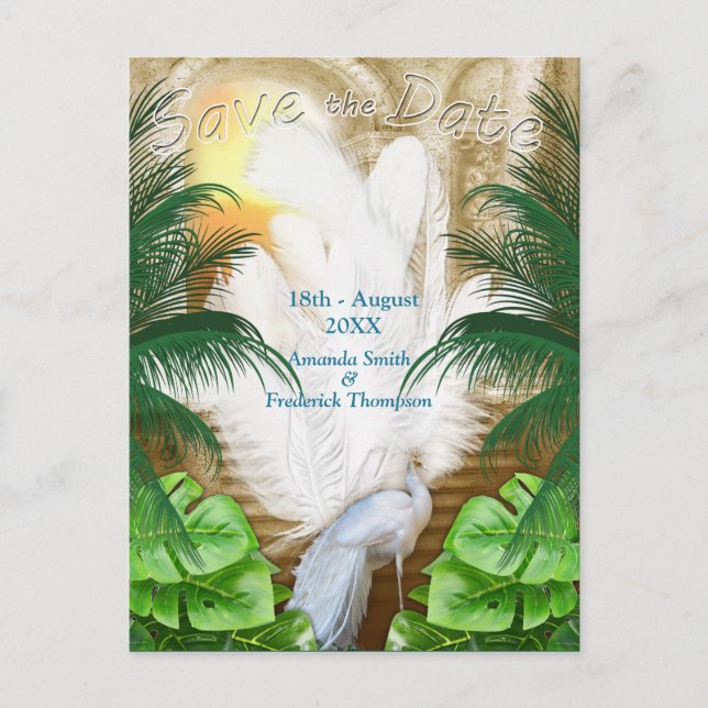 Golden Royal Peacock Tempel Ankündigungspostkarte (Vorderseite)