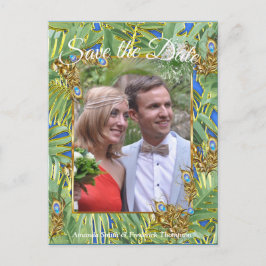 Golden Royal Peacock Tempel Ankündigungspostkarte