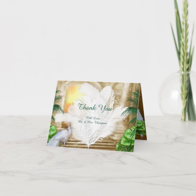 Golden Royal Peacock Tempel Dankeskarte (Vorderseite)