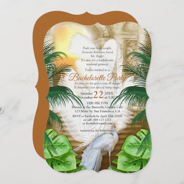 Golden Royal Peacock Tempel Einladung (Vorne/Hinten)