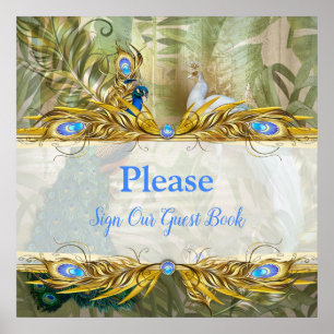 Golden Royal Peacock Tempel Poster