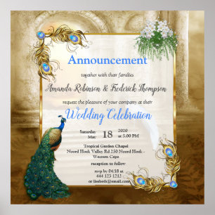 Golden Royal Peacock Tempel Poster