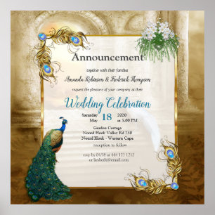 Golden Royal Peacock Tempel Poster