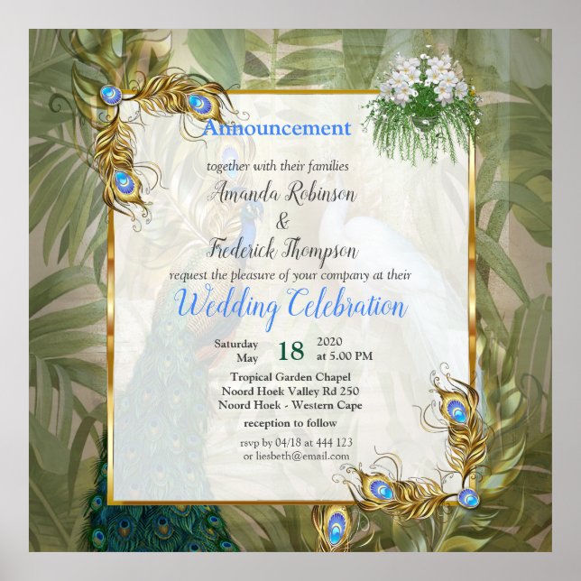 Golden Royal Peacock Tempel Poster (Vorne)