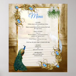 Golden Royal Peacock Tempel Poster