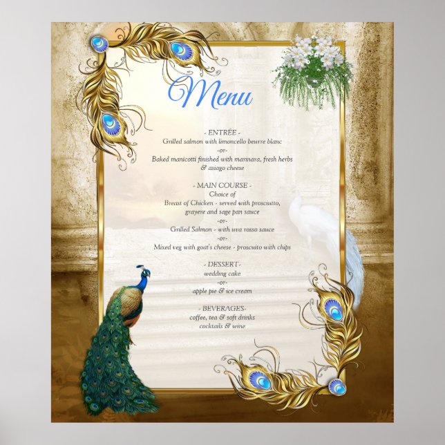 Golden Royal Peacock Tempel Poster (Vorne)