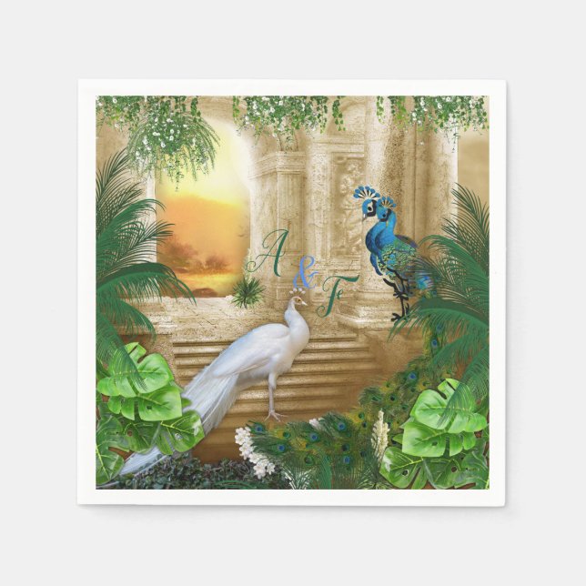 Golden Royal Peacock Tempel Serviette (Vorderseite)