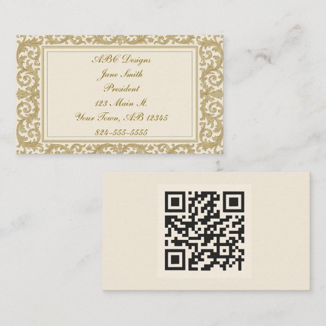 Golden Royal Scrolls Business Card Visitenkarte (Vorne/Hinten)