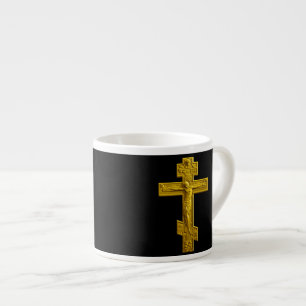 Golden Russisch-Orthodoxe Kreuz Espressotasse