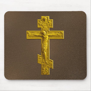 Golden Russisch-Orthodoxe Kreuz Mousepad
