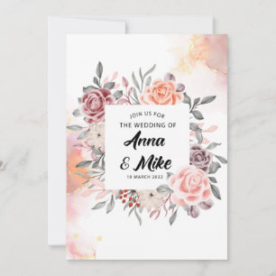 Golden rustic Aquarell Blumenkarte Einladung