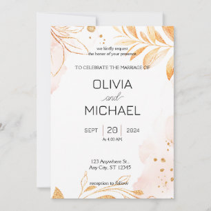 Golden Rustic Herbst Hochzeit Einladung