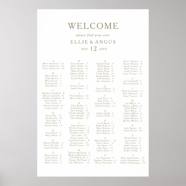 Golden Sand Alphabetisch Seekarte Poster (Vorne)