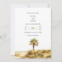 Golden Sand Dune Palm Tree Beach Hochzeit Einladung