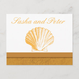 Golden Sand Muschel Beach Hochzeiten RSVP Cards Karte