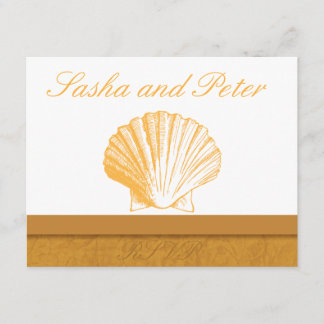 Golden Sand Muschel Beach Hochzeiten RSVP Cards Karte