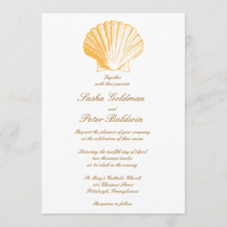 Golden Sand Muscheln Hochzeit Einladung